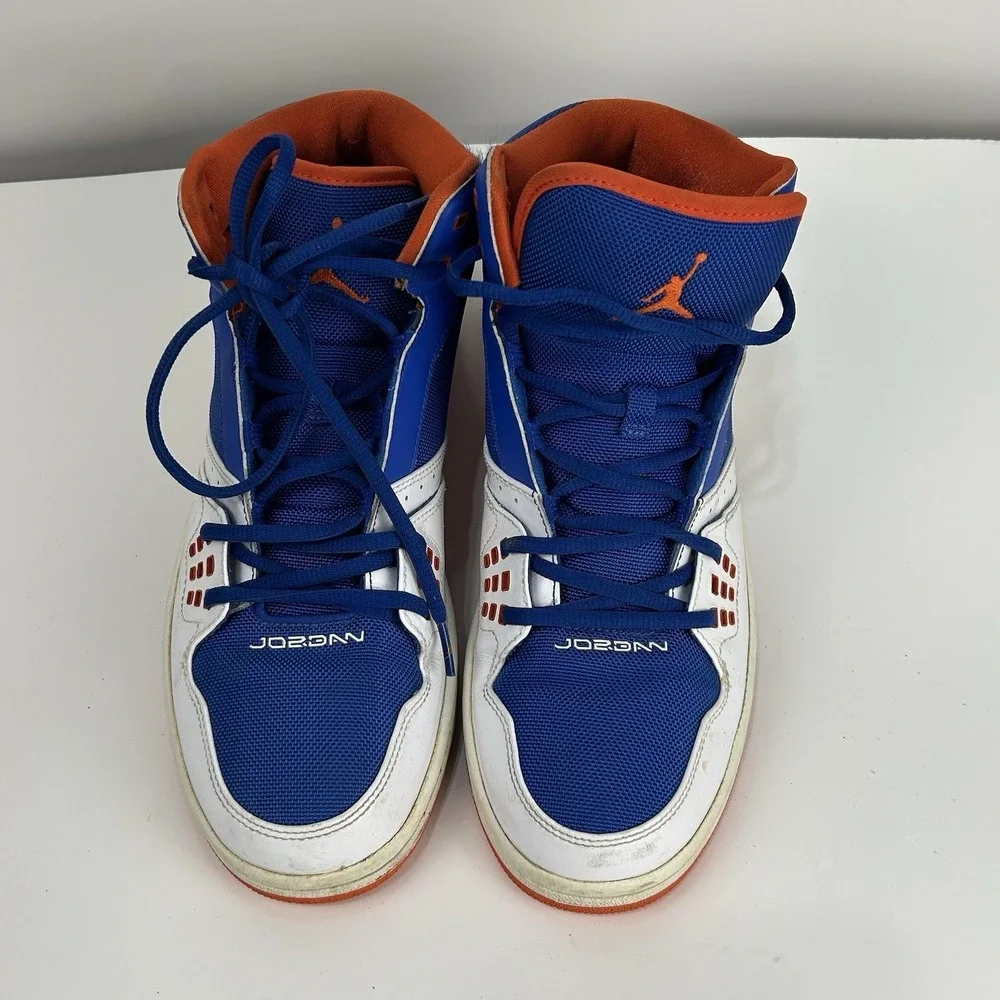 Nike Air Jordan 1 Flight Mid Sneaker Men 10.5 Blue Orange White Basketball Retro